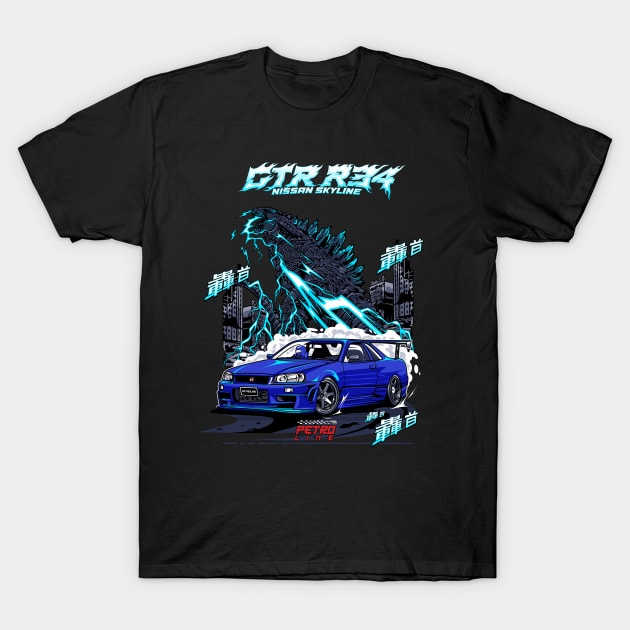 Nissan Skyline GT-R R34 T-Shirt by Neron Art